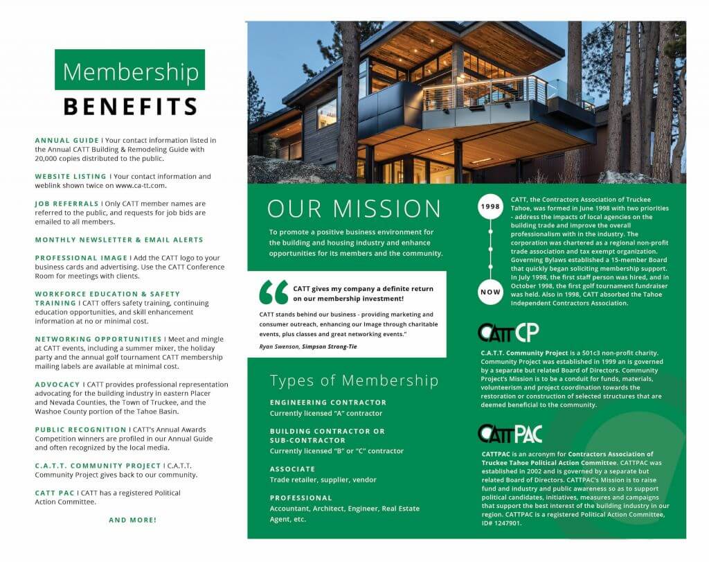Benefits of Membership - Contractors Association of Truckee Tahoe